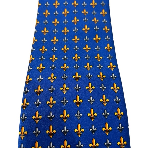 Firenze Men’s Fleur-De-Lis 100% Silk Italian Tie - Picture 2 of 6